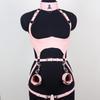 Pink Sexy League Body BH Damen Gürtel Geschirr Gothic Leder Strumpfband Harajuku Geschirr BH Käfig Enge Fesselung Verstellbar 3 STÜCKE