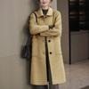 Womens Solid Color Wool Blend Coat Mid-Length Loose Fit Winter Outerwear Elegant Office Style