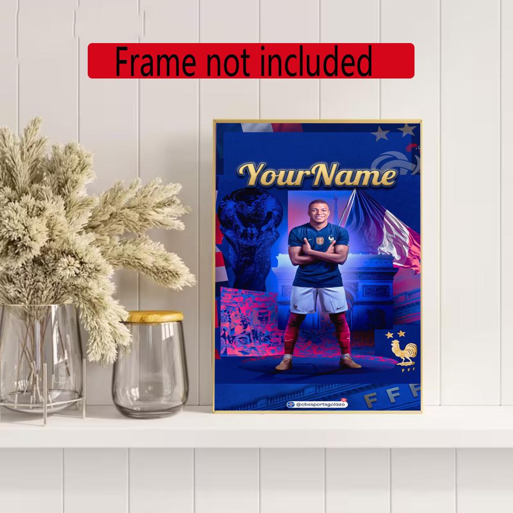 Mbappe Customize Your Name Diamond Painting Round Diamond Diy Frameless Holiday Artwork Suitable For Home Office Wall Decoration