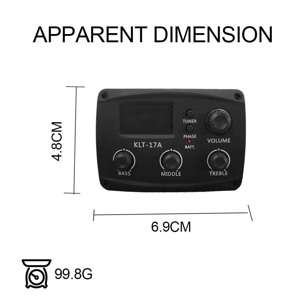 Acoustic Guitar Pickup Folk Classical Guitar Pickup LCD Display with 4-band EQ for Folk Guitar