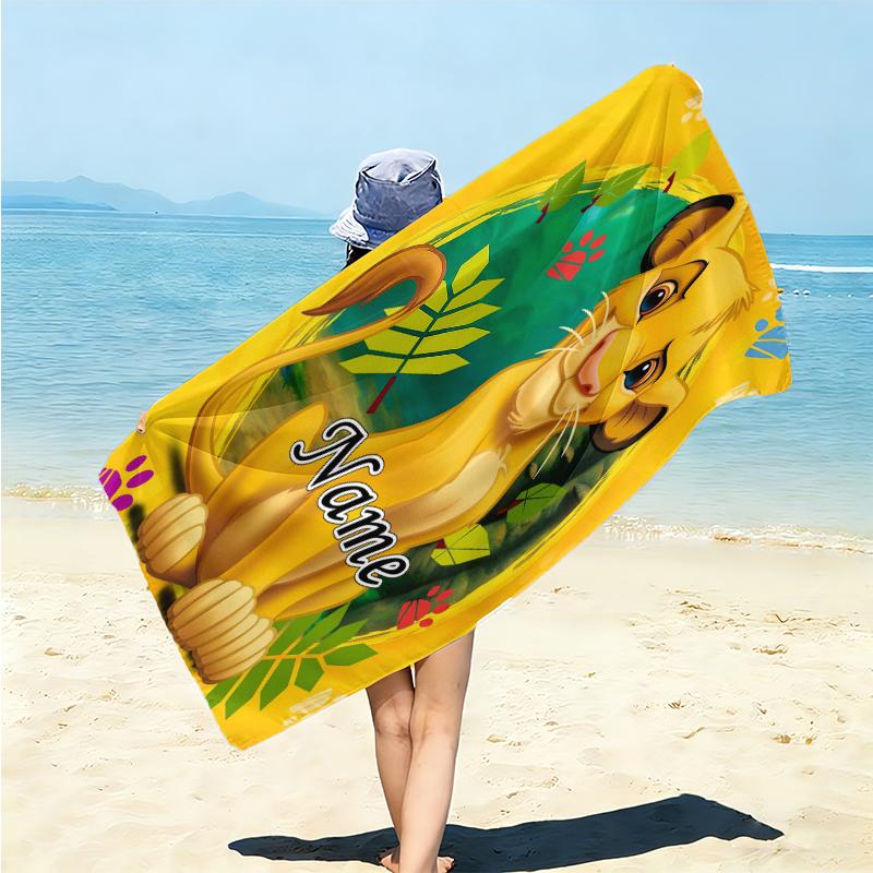 Personalized Lion Adventure Beach Towel Microfiber Beach Towel Thin Absorbent for Beach Swimming Yoga Bath Sports. 0910350