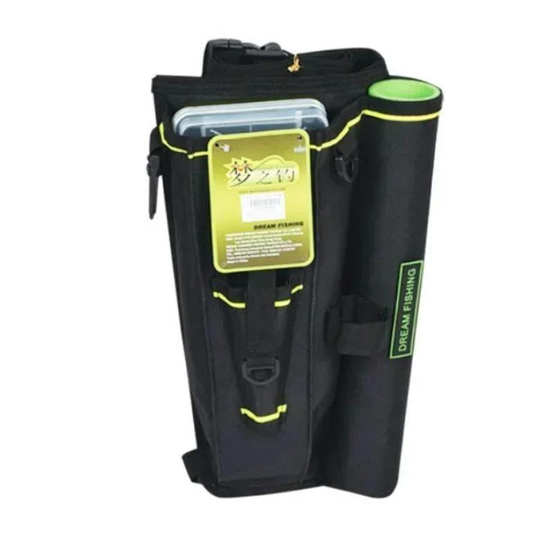 

Сумка для рыболовных снастей для мужчин, большая вместительная сумка для рыбалки с чехлом для приманки, водонепроницаемый многофункциональный рюкзак, идеальные поясные сумки Black