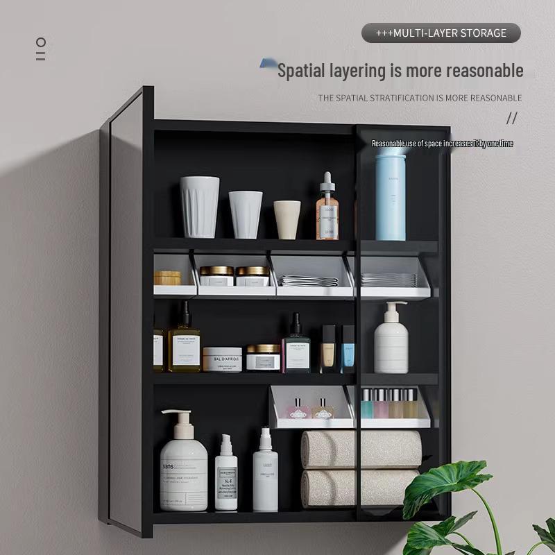 Wall-Mounted Mirror Cabinet with Shelf for Bathroom Storage and Cosmetics