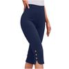 Kadın Düz Renk Slim Fit Sportif Yedi Çeyrek Pantolon