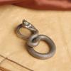 Brass Snake Figurine Keychain Pendant Charm Antique Animal Statue for Home Office Desktop Decoration and Bag Accessories