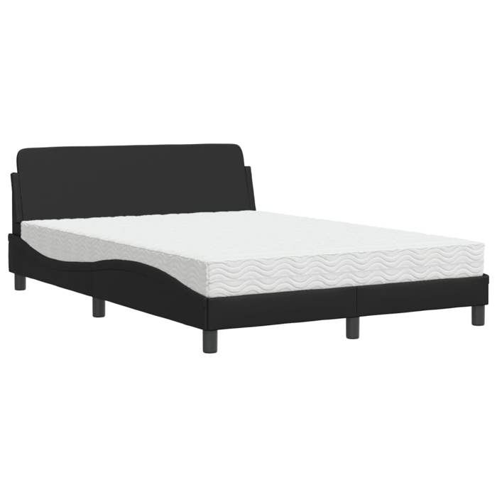 VidaXL Lit avec matelas noir 120x200 cm similicuir 3208377