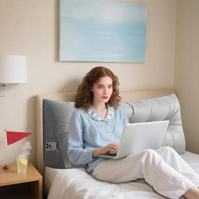 Yousheng Driehoekig Hoofdbord Kussen Bed Wig Kussen met Zijvak Hoofdbord Rug- en Tailleondersteuning Kussen voor Dagbed Lezen Ontspannen