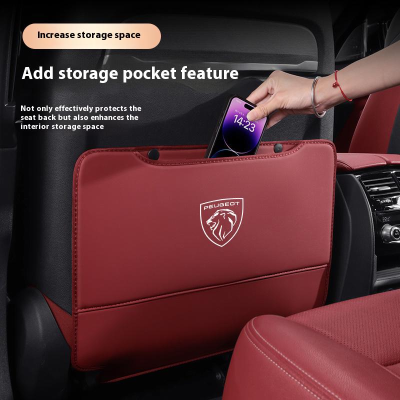 For Peugeot 206 207 208 307 308 406 407 408 508 607 3008 4008 5008 Car Seat Back Protection Anti-Kick Pad Rear Seat Storage Bag