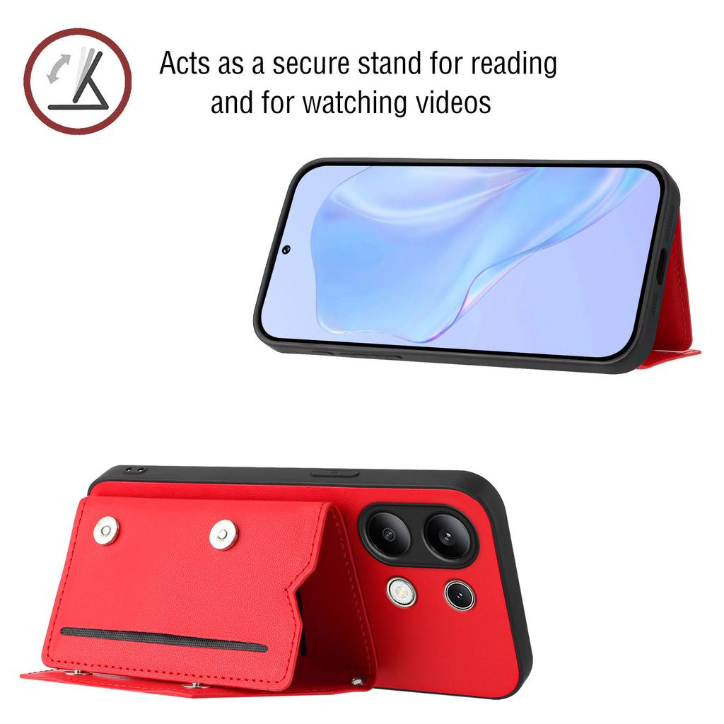 Für Xiaomi Redmi Note 13 4G Hülle Kartenhalter Ständer Hautgefühl Handyhülle mit Handschlaufe