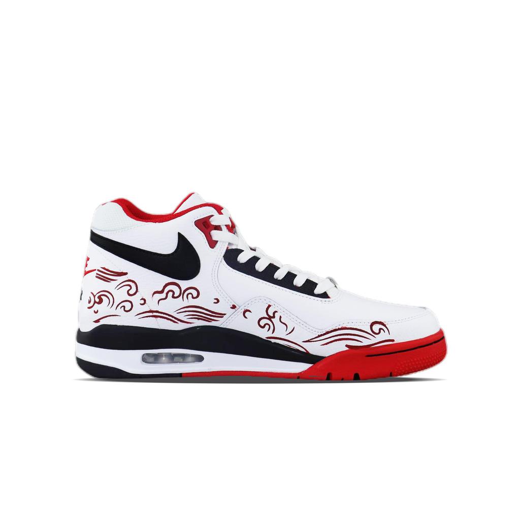 Nike Flight Legacy Abrasion Resistant Mid top Vintage Basketball Shoes Unisex Red BQ4212-100(Team840-1)