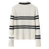 Women's 100% Pure Cashmere Striped Turn-Down Collar Sweater