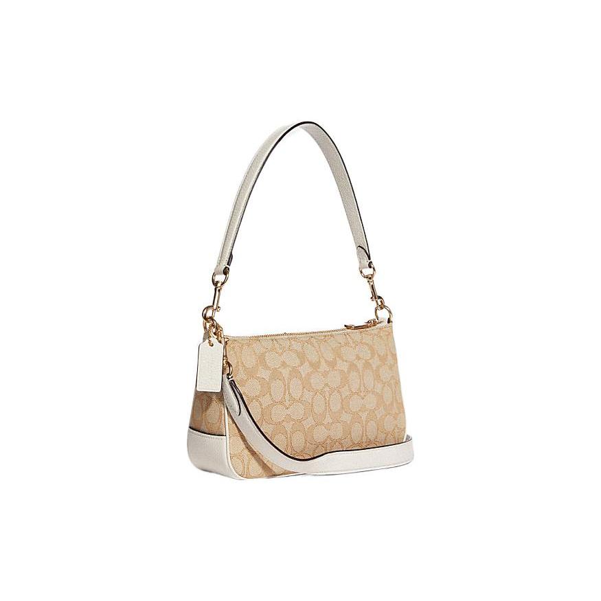 New COACH Lonnie Fabric With Leather Shoulder Bag Handbag Crossbody Bag Shoulder Bag Women's Light Khaki C8306-IMDQC