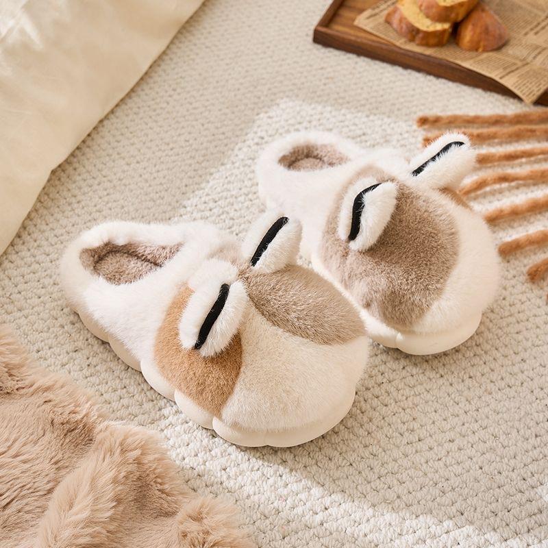 Fashion Cute Women Plush Shoes Autumn Winter New Fashion Thicken Men Indoor Home Shoes Warm Non-slip Comfortable Couple Cotton Slippers