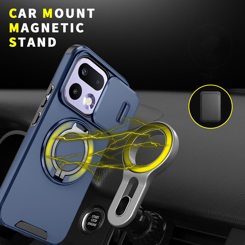 KEYSION 360° Rotating Ring Stand Phone Case for OPPO Realme 16 Pro 5G 16 Pro+ Slide Camera Protection Magnetic Shockproof Cover