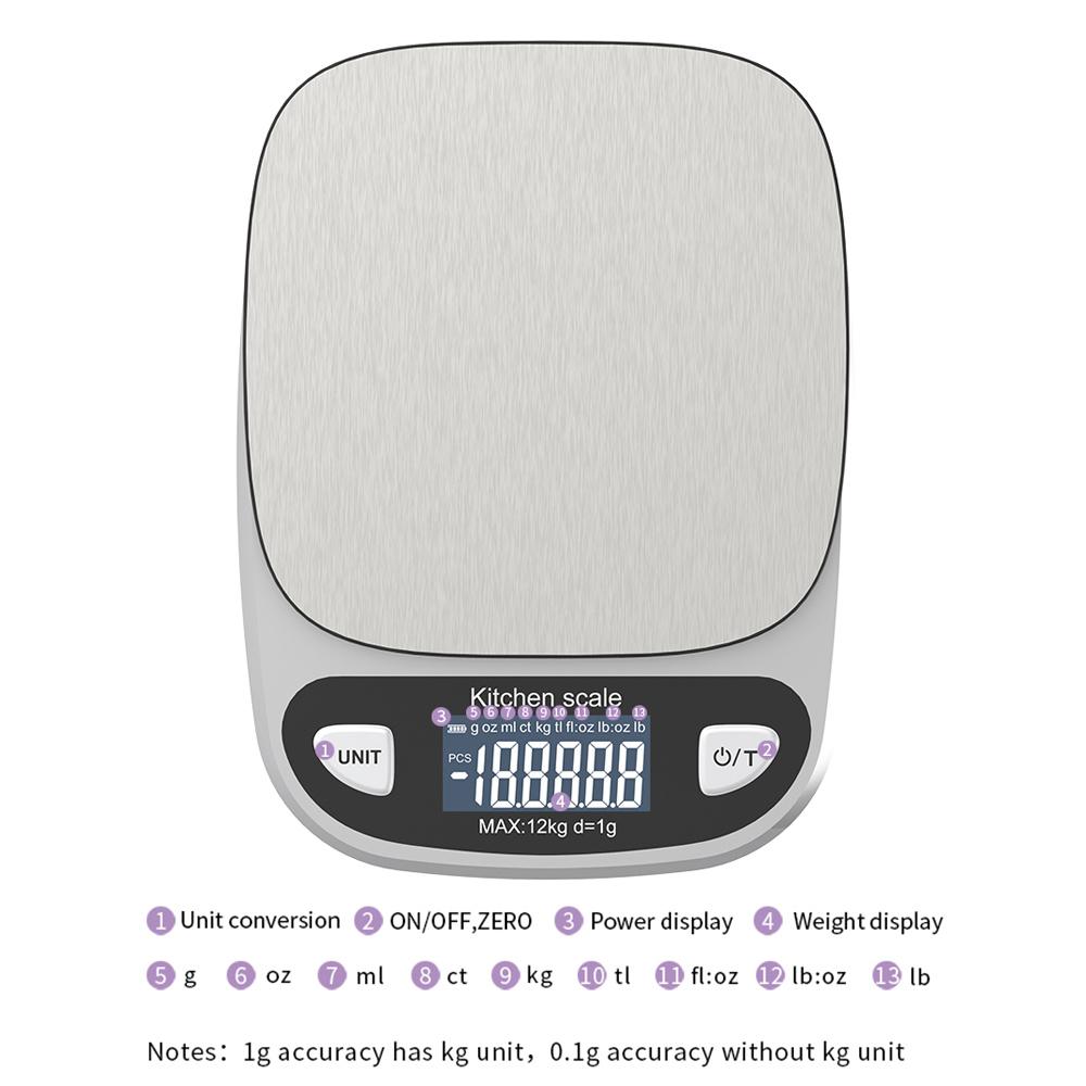 Accurate Digital Scale 12kg/1g 6kg/0.1g Household Waterproof Scale Electronic Scale for Jewelry Food Baking