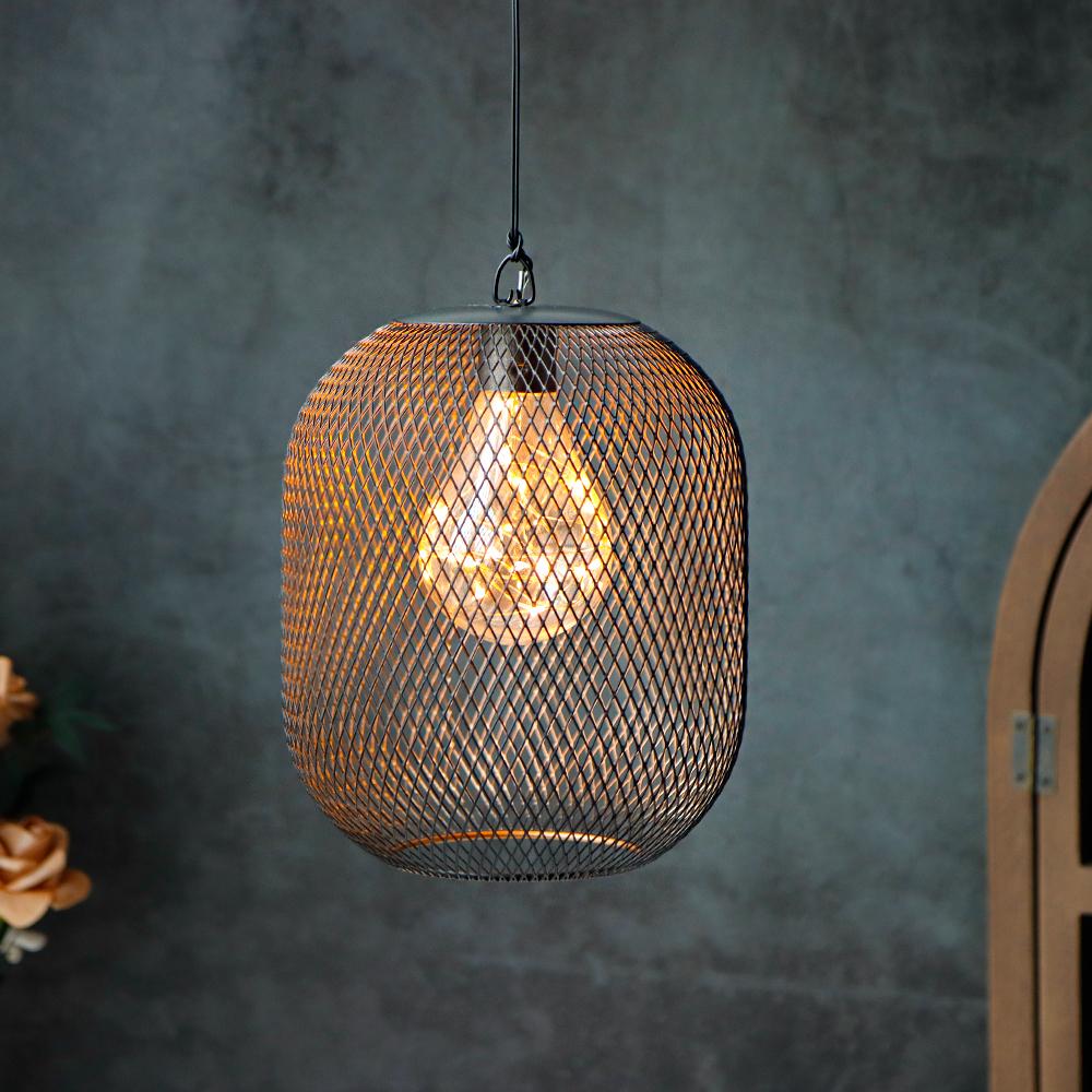Battery Operated Hanging Lamp Cordless Decorative Pendant Light   Metal Mesh Lanterns for Home Garden Patio Indoors Outdoors
