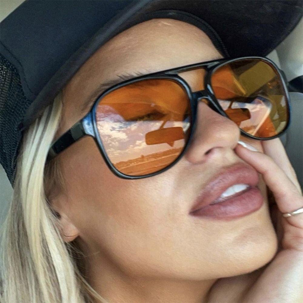 Trendige Oversized Pilot Sonnenbrille mit Doppelsteg UV400 Schutz Klassische Große Gläser 70er Sonnenbrille für Damen & Herren