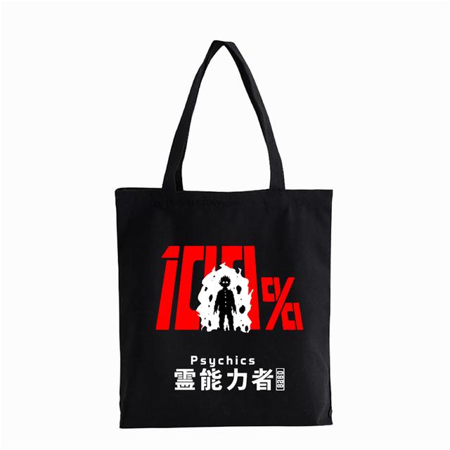 Mob Psycho 100 anime shopper bag Reusable Student Bookbag Fashion canvas bag Large Capacity Handbags Shigeo Kageyama Bags