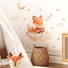 Little Fox Telling Bedtime Story Under Stars and Moon Wall Stickers, Self-Adhesive Fairy Tale Decor for Kids Room Nursery Decoration