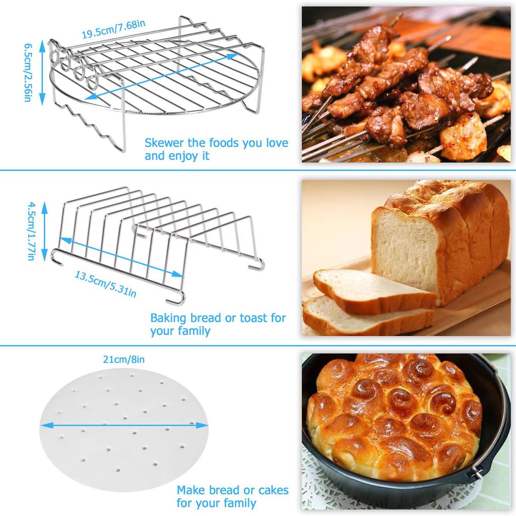 14Pcs Air Fryer Accessories Chips Baking Basket Pizza Pan Home Kitchen Tool