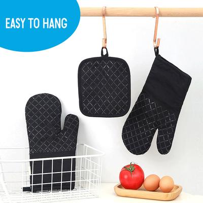 Ofenhandschuhe und Topflappen, 4-teiliges Set, hitzebeständige Ofenhandschuhe und Hot Pads Topflappen zum Grillen
