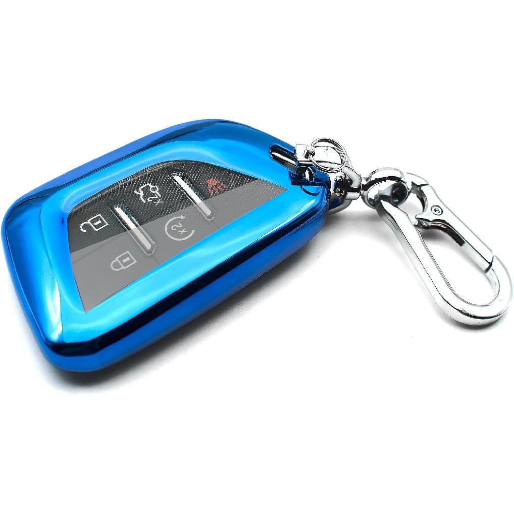 Fit for Cadillac Key Fob Cover for CT4 CT5 XT4 Lyriq CELESTIQ Escalade Escalade ESV Key Fob Cover Case Shell TPU Remote Holder Protector Keyless синий