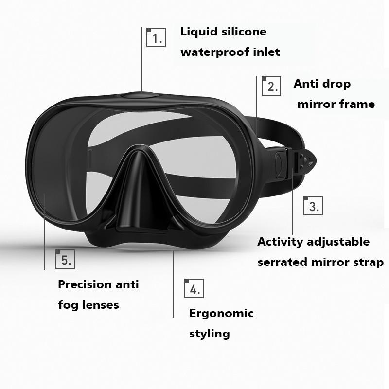 Deep diving mask silicone anti fog diving goggles fully dry breathing tube mask adult diving goggles for snorkeling and surf Practical Use