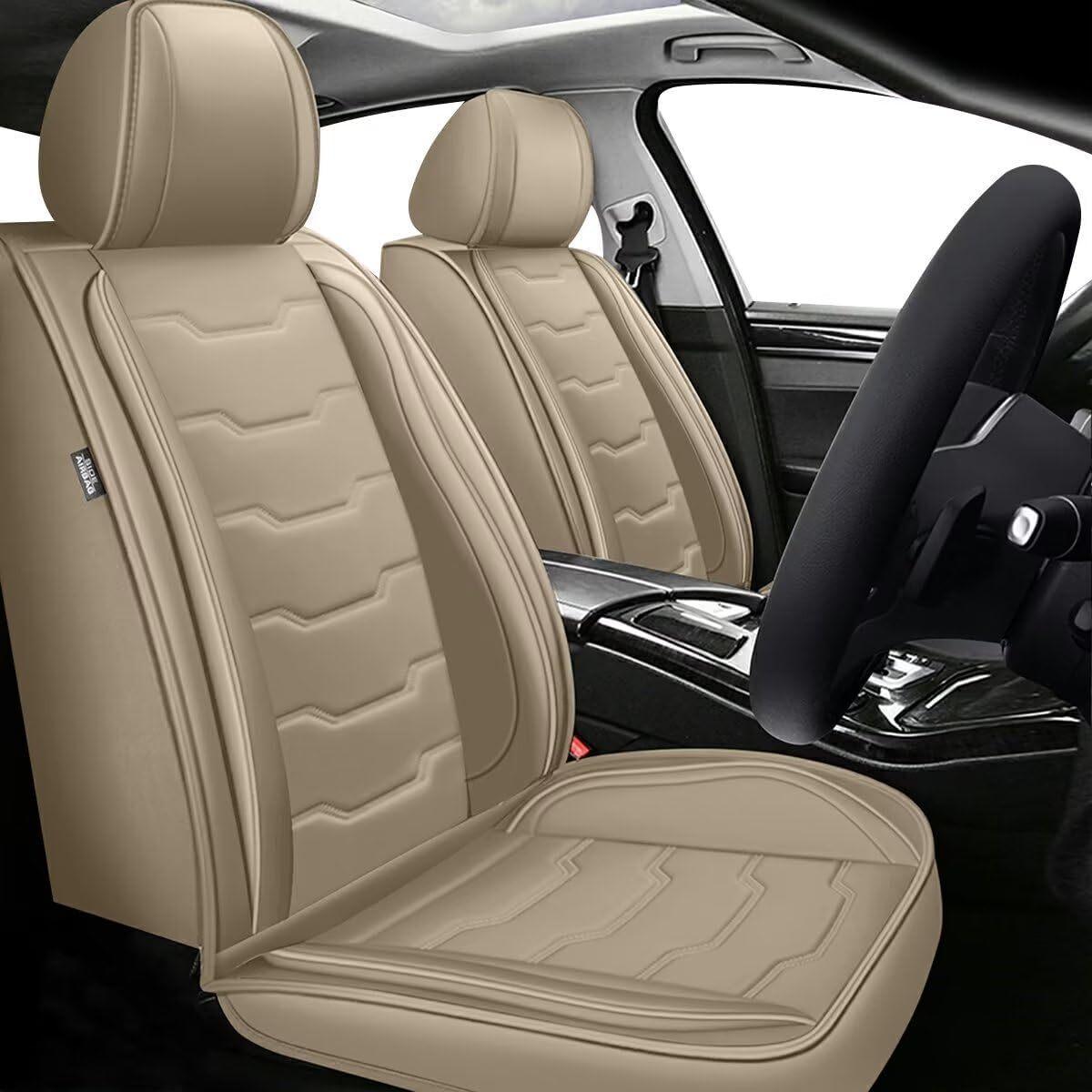 Для NISSAN Rogue 2010-2024 Автомобиля 2/5 Чехлы на сиденья Полный комплект Подушка ПУ Кожаная накладка Front+Rear бежевый