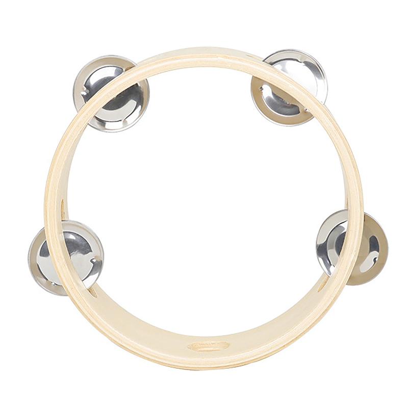 6 Inch Handbell Tambourine Metal Wooden Rattle Ball Percussion Hand Party