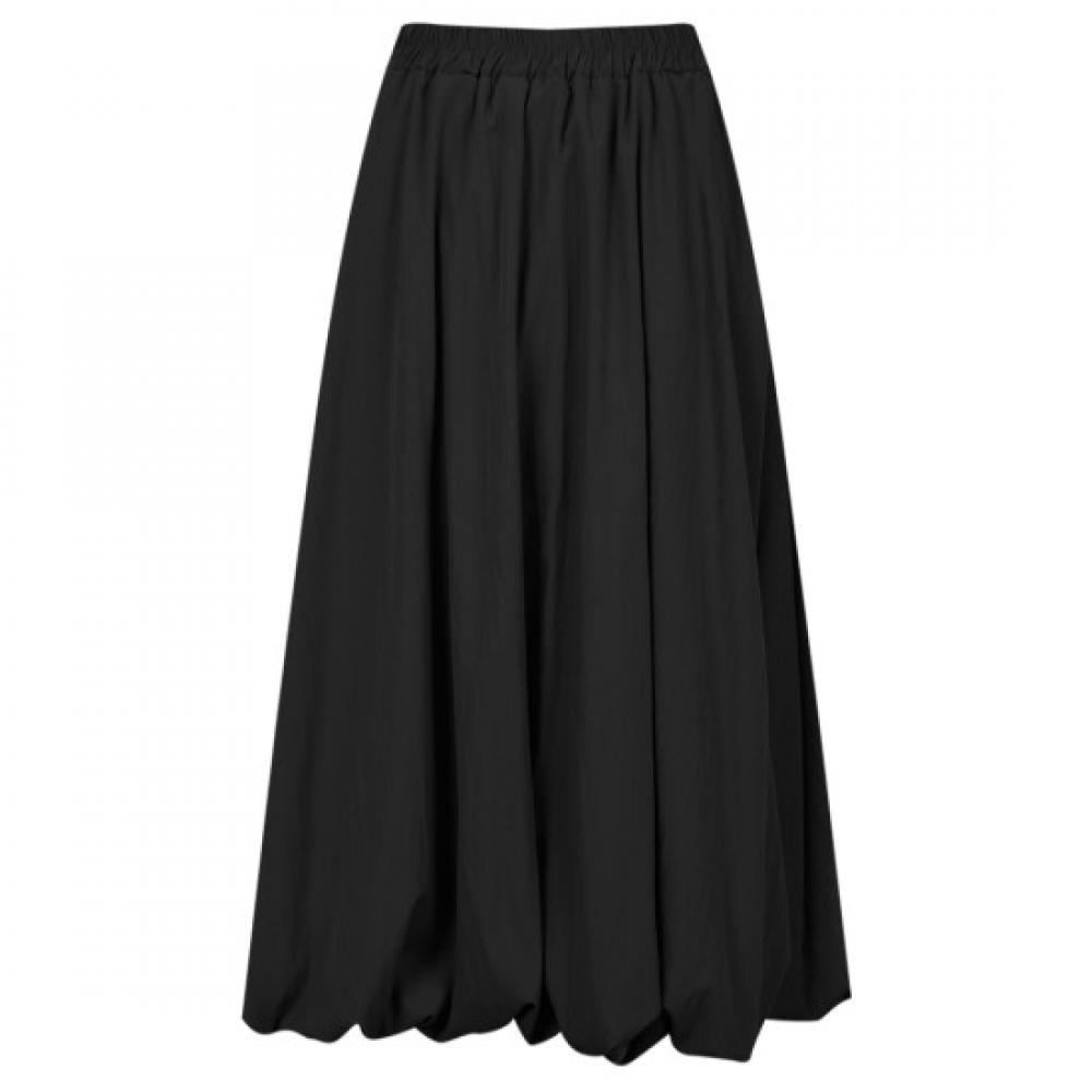 Shop Women Waist Elastic Balloon Midi Skirt Black Pic Wsk 20569
