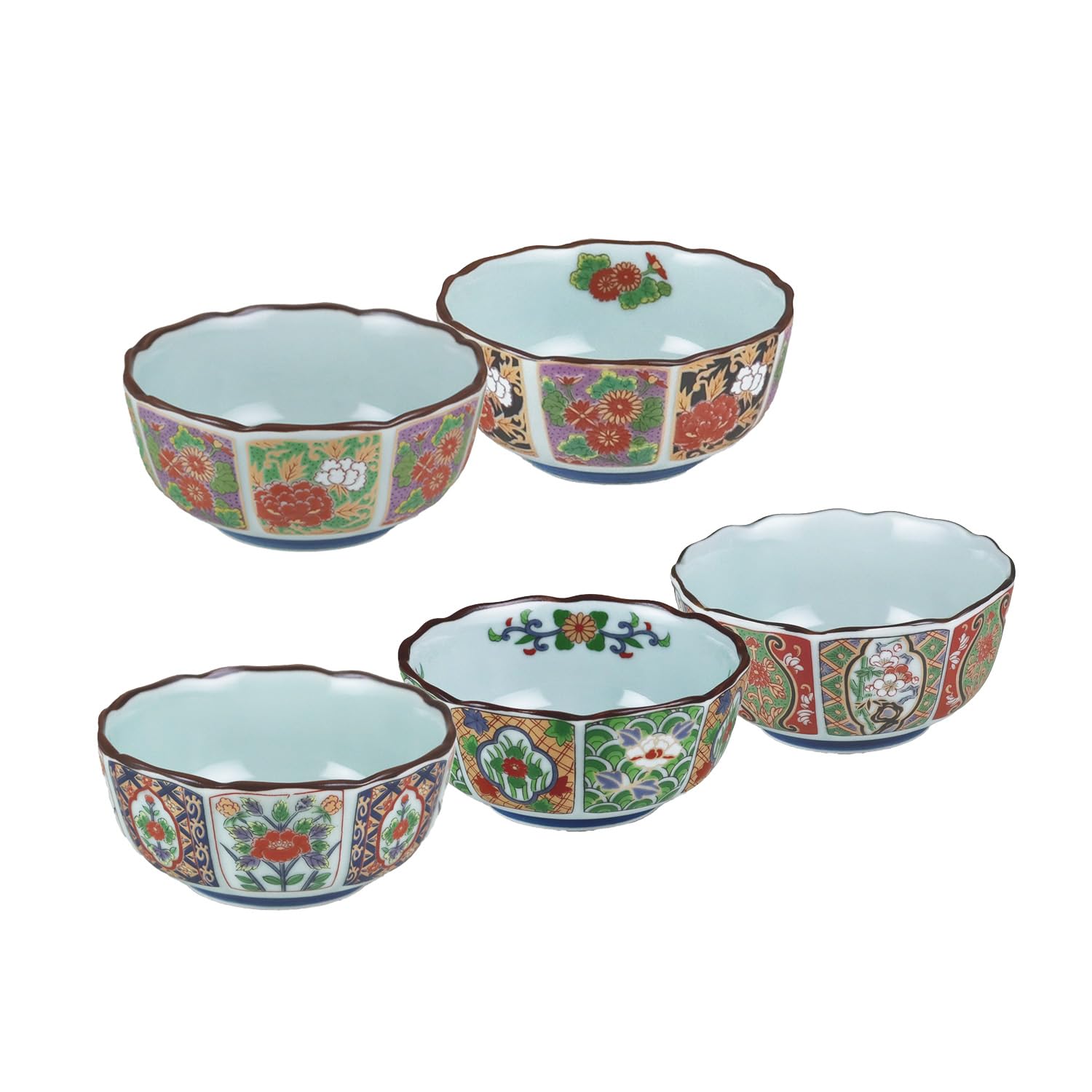 

Yuuki Roman Small Plates (5 pieces), Variegated Design, Old Imari Style, Gorgeous and Splendid [Arita Ware, Made in Japan]