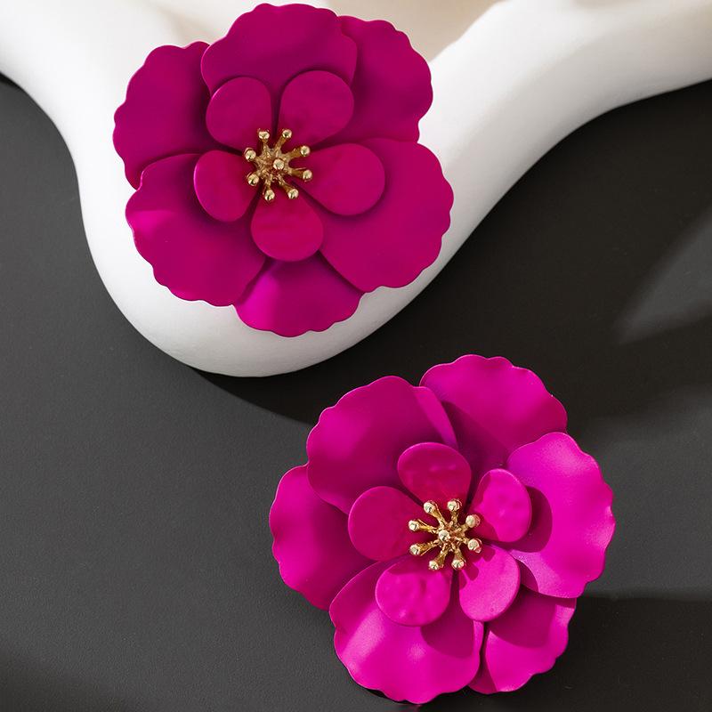 Temperament European and American Style Flower Earrings Female Internet Celebrity Street Shooting Personality Simple