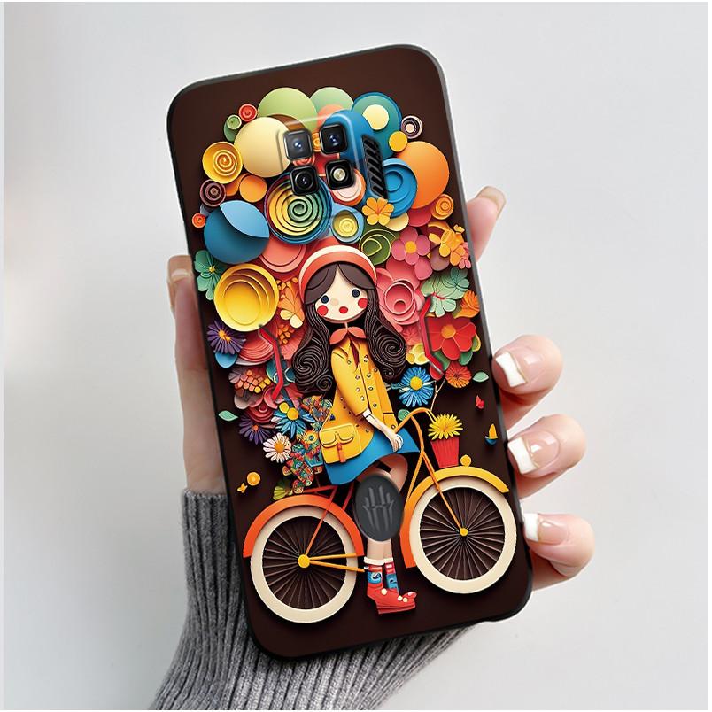For Nubia Red Magic 7 Pro Case NX709J Back Cover Cute Heart Rabbit Black Soft TPU Phone Case For Red Magic 7S Pro NX709S Shell