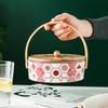 Ruhan Portable Divided Ceramic Snack Plate with Lid