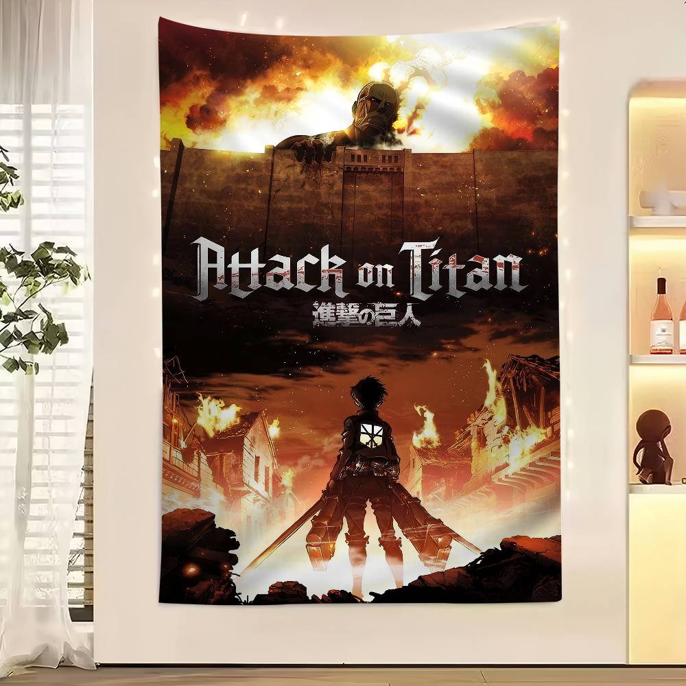 Vintage Anime AAttack On Titan Printed Large Wall Tapestry Indian Buddha Wall Decoration Witchcraft Bohemian Hippie Wall Art