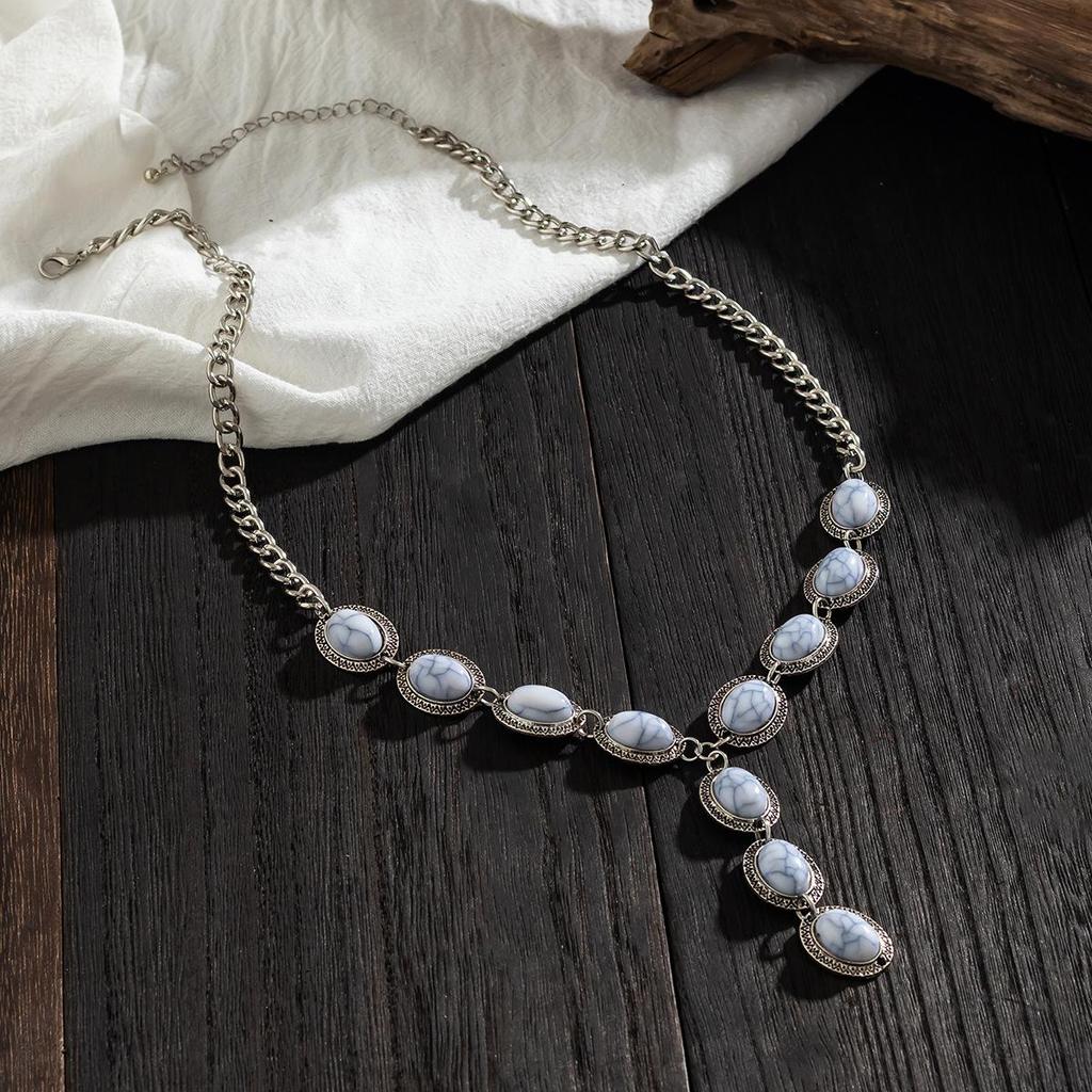 Dusk Hjerteformet benringsett Sexy ørestikker Halskjedesett Flerlags elastisk fottøy Kreativt hjerteformet turkis halskjede for kvinner