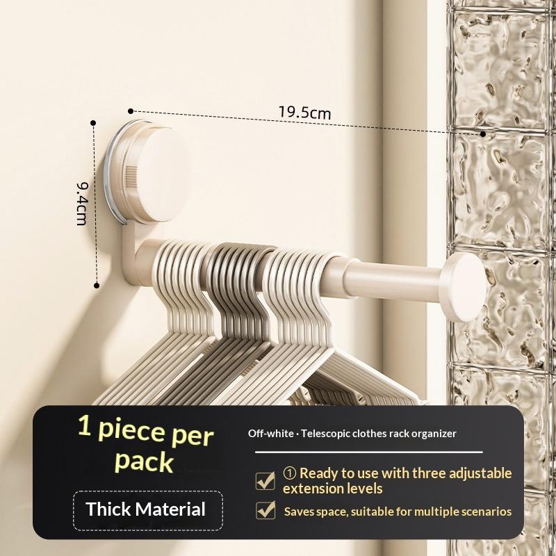 No-Drill Hanger Storage Rack Suction Cup Installation Adjustable Length Rack Retractable Multi-Function Hanger Container