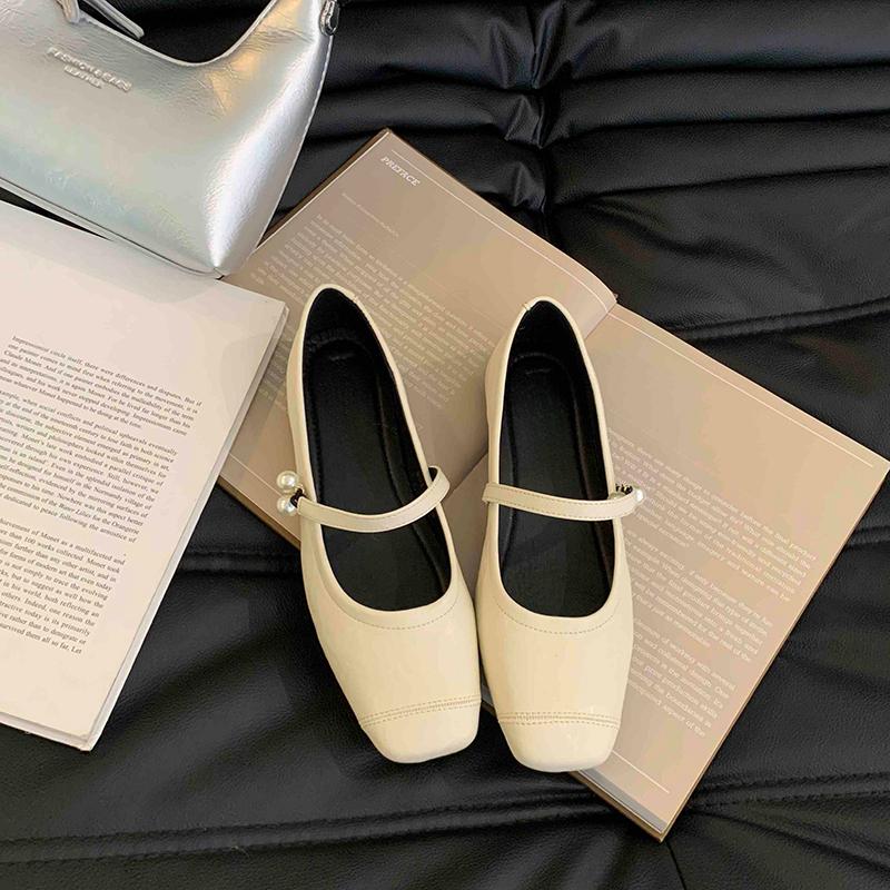 Vintage Square Toe Frauen Mary Jane Schuhe Mode Flach Frühling Herbst Weiche Sohle Kleid Flats Schuhe