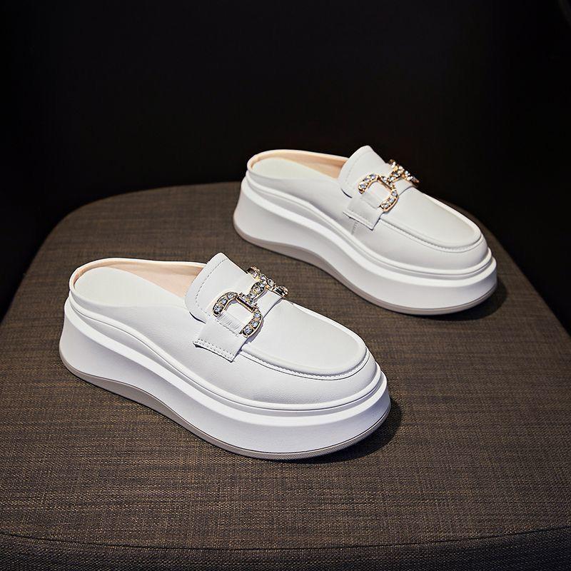 Papuci baotou pentru femei, noi de vară, cu talpă groasă, fără toc, cu suport parțial, pantofi simpli, poartă o pereche de pantofi leneși