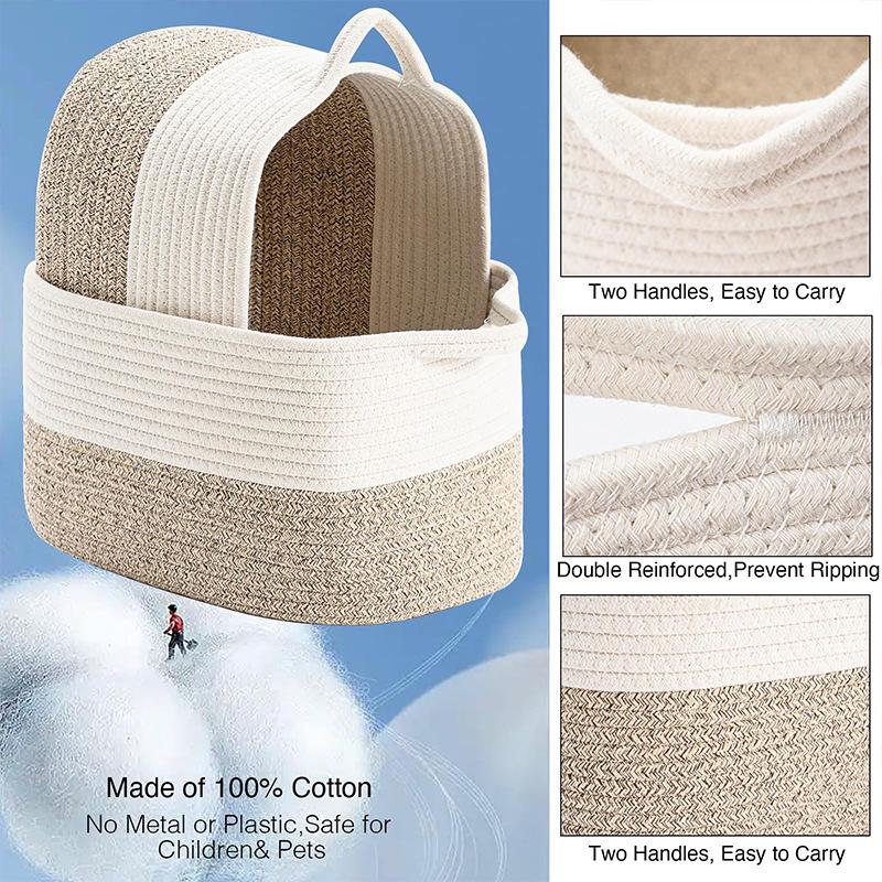 Cotton Rope Woven Storage Basket - Large Capacity for Laundry & Toys