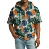 Men's Casual Hooded Zipper Neck Sweatshirt Short Sleeve Top