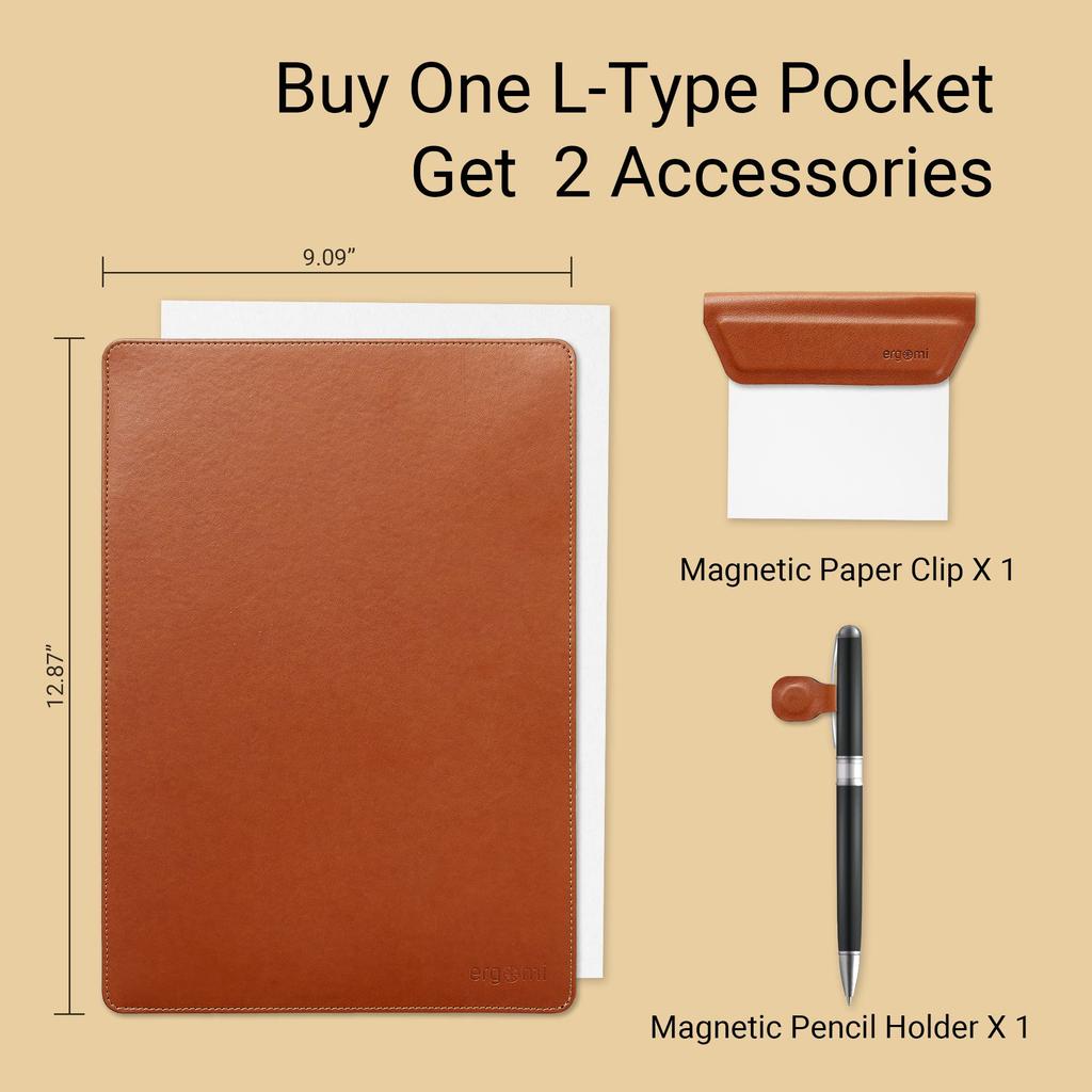 ergomi Individual Folder A4 Multifunctional PU Leather with Magnetic Clip and Pen Ideal for Document and Contract Office and New Employee Gift [Fits