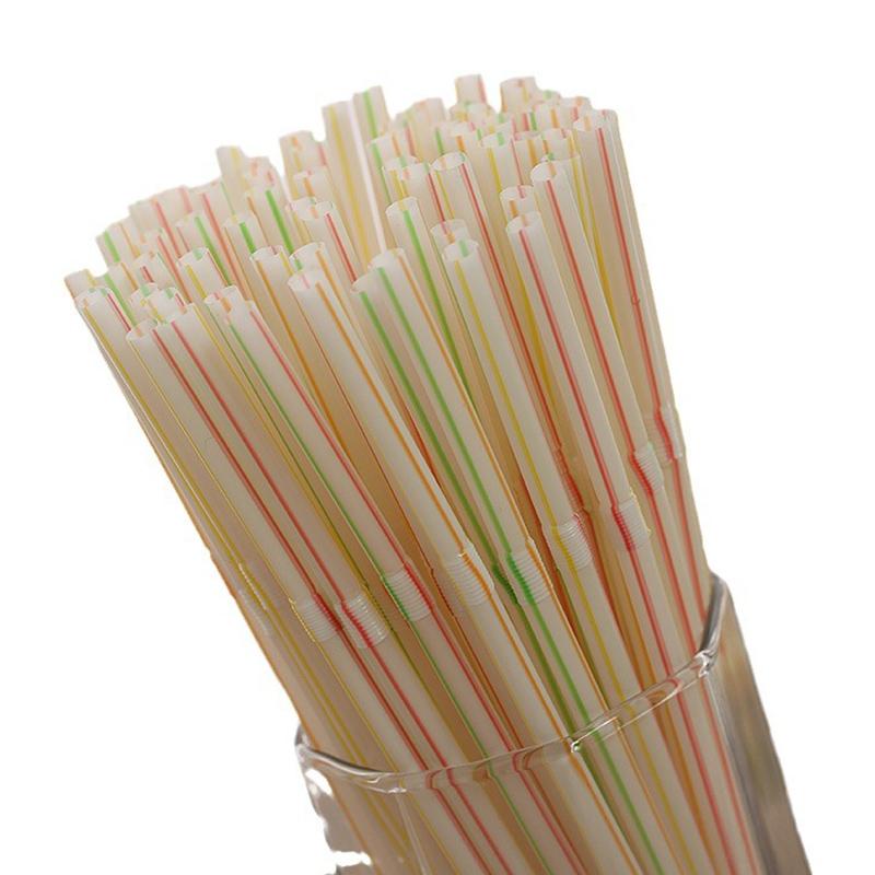 100Pcs Colorful Bendable Straw Drinking Kunststof Straw for Milk Tea Bar Party Rietjes Drinking Wedding Kitchen Beverage Straws