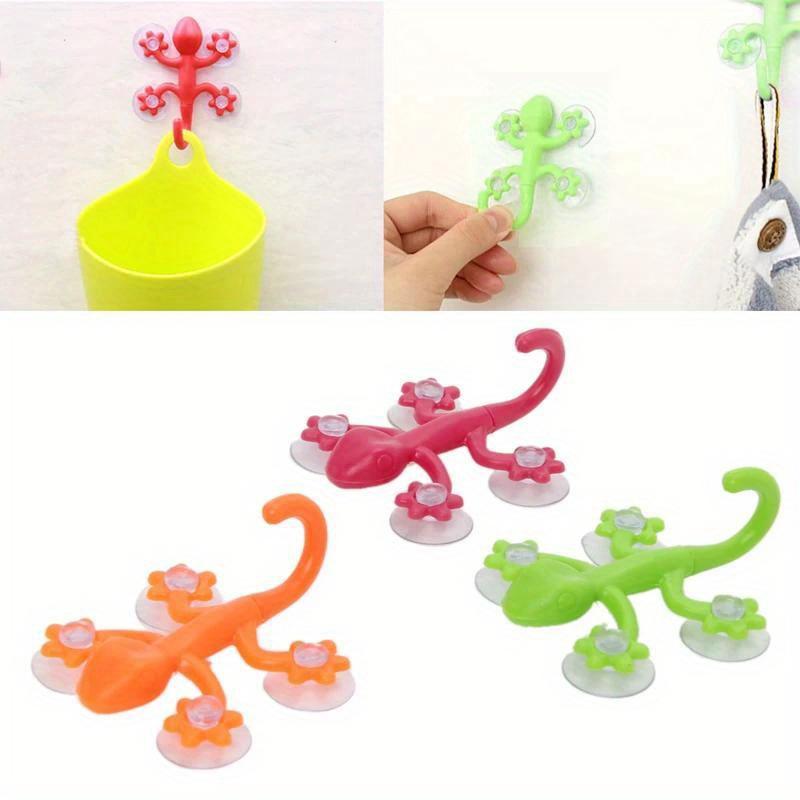 4pcs Gecko Powerful Plastic Four Suction Cups Hook Wall Hanger Decoration Bathroom