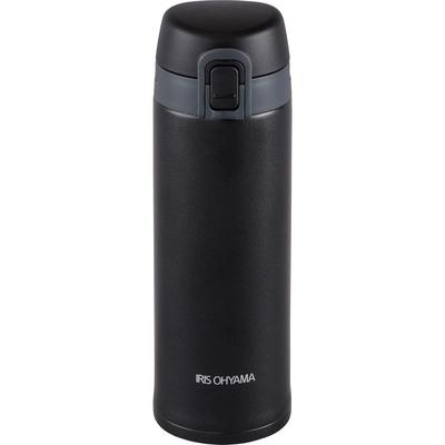 IRIS OHYAMA Water Bottle Stainless Steel Bottle Mug Bottle 480ml Black Spare Gasket Included One-touch MBW-480