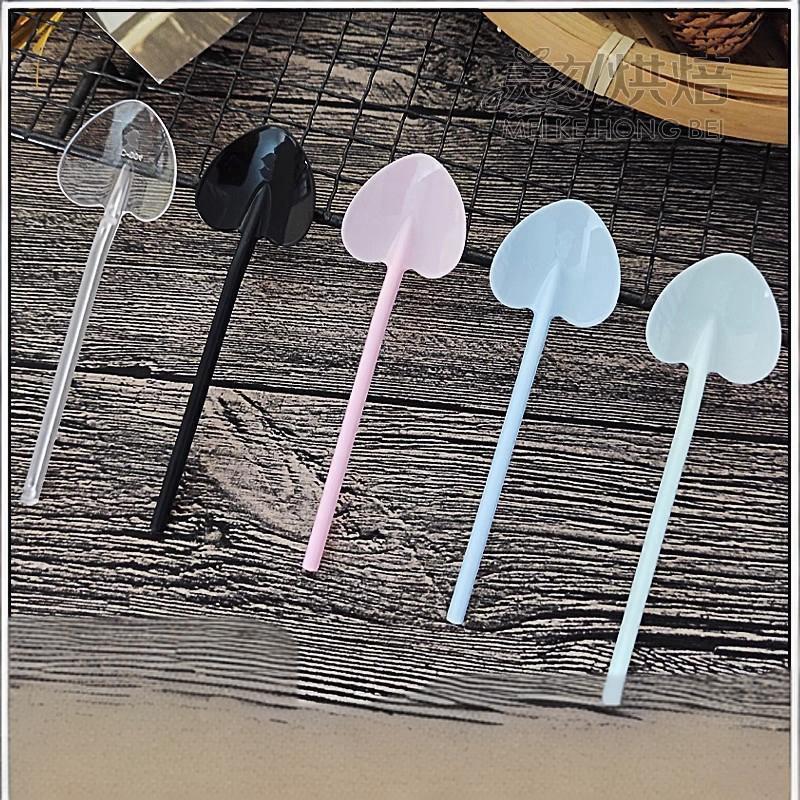 100Pcs Heart Shape Disposable Spoons - Colorful Long Handle Dessert Spoons For Ice Cream, Cake, Pastry, Mooncakes | Cute Party