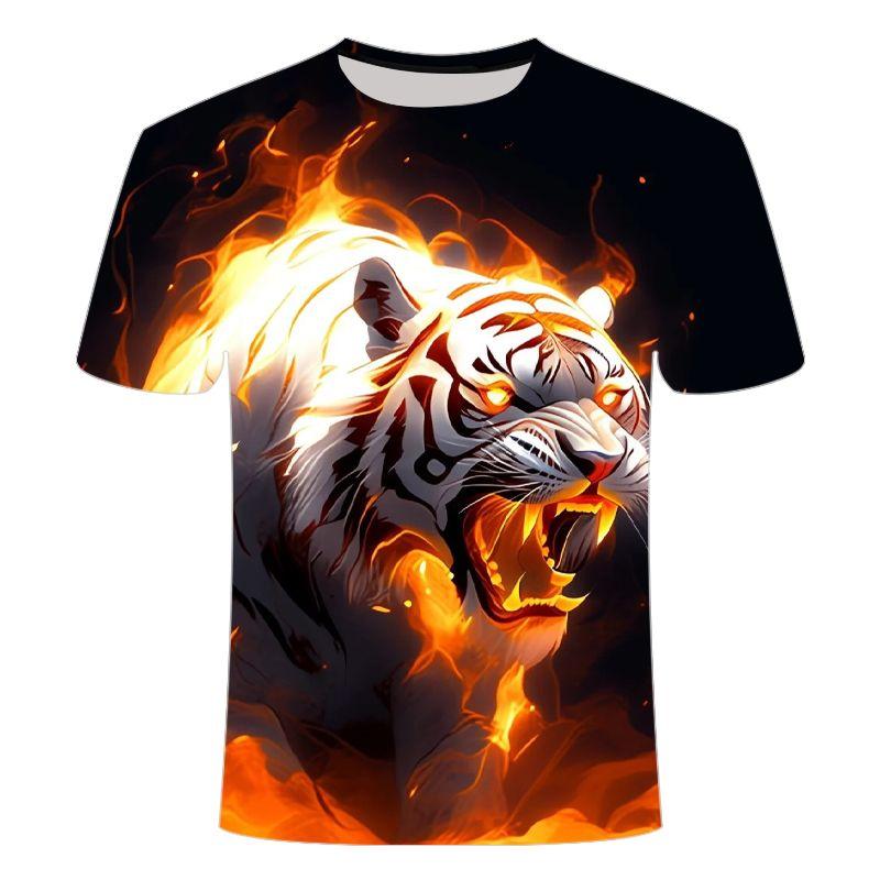 

2025 Новая Модная Универсальная Мужская Мода с 3D-принтом, Круглый вырез, Короткий рукав 3XL