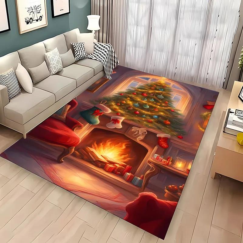 Warmful Christmas Dog Area Carpet, Rug for Living Room Bedroom Sofa Kitchen Doormat Decor,Kid's Non-slip Floor Mat New Year Gift