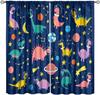 Kids Outer Space Curta, Universe Themed Earth Moon Rockets Stars Window Drapes, For Boys Girls Room Bedroom Living Room