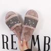 Fashion Fashion Bling Cotton Slippers for Women Open Toe Slip On Fur Slippers Woman Autumn Winter Faux Fur Indoor Flats Fur Slides Mujer
